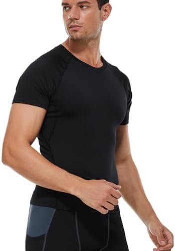 Men's Compression Shirts Short Sleeve Athletic Running T-Shirt Base-Layer Cool Dry Gym Undershirts Top