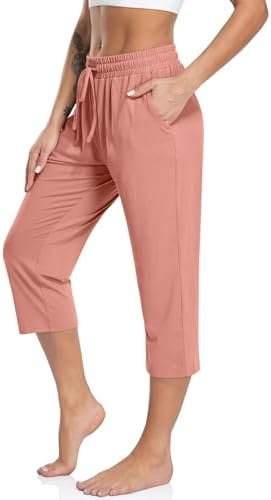 Women's Capri Yoga Pants Loose Soft Drawstring Workout Sweatpants Causal Lounge Pants with Pockets