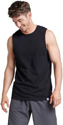 Athletic Men's Cotton Performance Sleeveless Muscle T-Shirt,Black,XXX-Large