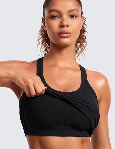 Seamless Ribbed Womens Tank Top Racerback Camisoles with Built in Bra Padded Scoop Neck Athletic Workout Slim Tanks