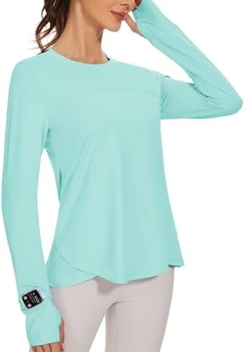 Women's Workout Tops Long Sleeve Running Hiking Athletic Gym Shirts Lightweight UPF50+ UV Rash Guard Sun Protection