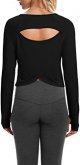 Cute Long Sleeve Workout Running Shirts Athletic Yoga Gym Crop Tops for Women