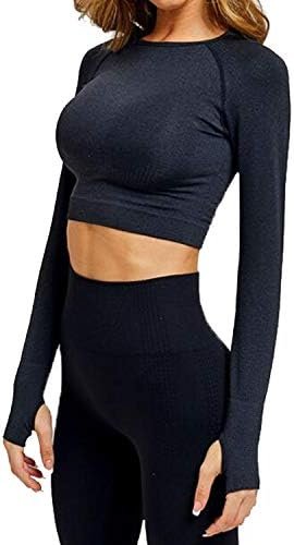 Women's Crop Long Sleeves Workout Tops Sports Shirts