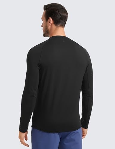 Mens Long Sleeve Tee Shirts Pullover Casual Lounge Shirts Quick Dry Running Gym Crew Neck T-Shirt Tops