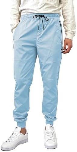 Men's Quick-Dry Water Resistant Nylon Track Jogger Pants W/Zipped Pockets