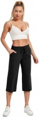 Women Capri Pants Cotton Yoga Wide Leg Capris Sweatpants Sports 2 Pack