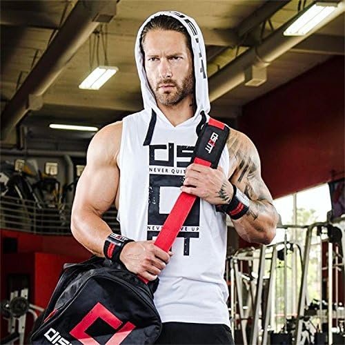 Men's Sports Fitness Vest for Outdoor Running and Training, Sleeveless Hooded Loose Fit Tank Top