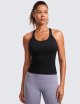 Seamless Ribbed Womens Tank Top Racerback Camisoles with Built in Bra Padded Scoop Neck Athletic Workout Slim Tanks