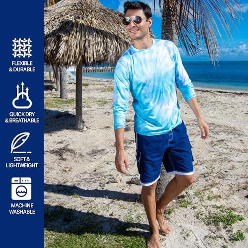 Mens Long Sleeve Sun Shirt UV Sun Protection Quick Dry Outdoor Shirt for Fishing Running Workout Hiking UPF50+