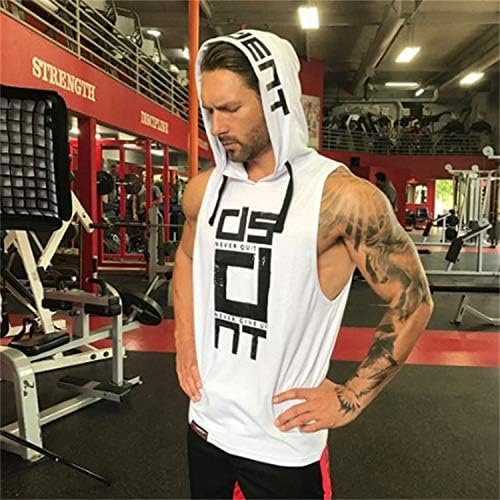 Men's Sports Fitness Vest for Outdoor Running and Training, Sleeveless Hooded Loose Fit Tank Top