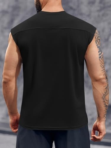 Mens Workout Tank Top Sleeveless Shirt Quick Dry Muscle Gym Bodybuilding Fitness Training T Shirts