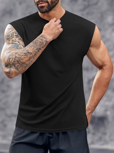 Mens Workout Tank Top Sleeveless Shirt Quick Dry Muscle Gym Bodybuilding Fitness Training T Shirts