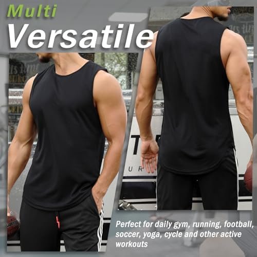 3 Pack Men Gym Workout Tank Tops Quick Dry Muscle Tee Shirts Mesh Bodybuilding Sleeveless Fitness T-Shirts