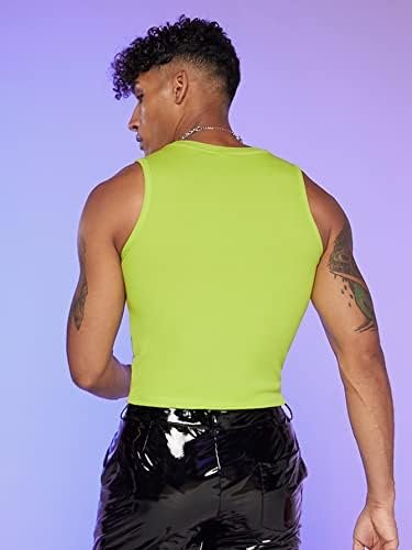 Men's Fashion Workout Neon Crop Tank Top Slim Fit Hot Shirts