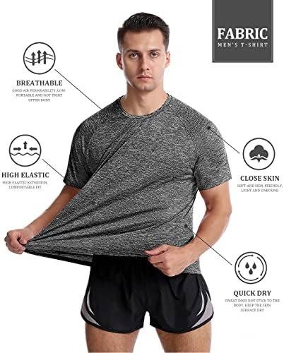 Mens Quick Dry Fit Athletic Workout Gym Running Tshirt Active Tee for Men Activewear Sport Fitness Moisture Wicking Shirt