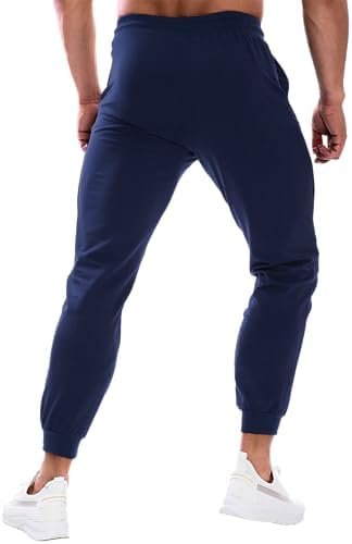 Men's Active Athletic Sweatpants Drawstring Fleece Lined Cuffed Jogger Workout Bodybuilding Track Pants