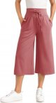 Wide Leg Cropped Palazzo Pants for Women Culottes with Pockets Summer Gaucho Pants