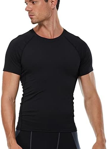 Men's Compression Shirts Short Sleeve Athletic Running T-Shirt Base-Layer Cool Dry Gym Undershirts Top