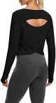 Cute Long Sleeve Workout Running Shirts Athletic Yoga Gym Crop Tops for Women