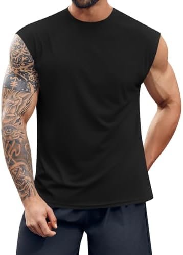 Mens Workout Tank Top Sleeveless Shirt Quick Dry Muscle Gym Bodybuilding Fitness Training T Shirts