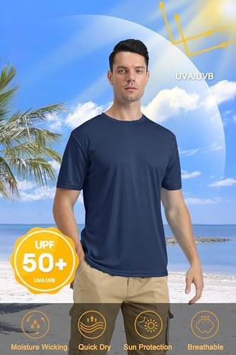 Men's Short Sleeve UPF 50+ Sun Protection Shirts Quick Dry Rashguard Swim Shirt SPF Workout Fishing Athletic T-Shirt