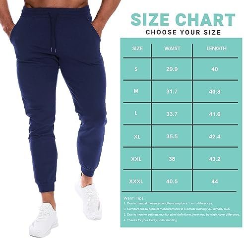 Men's Active Athletic Sweatpants Drawstring Fleece Lined Cuffed Jogger Workout Bodybuilding Track Pants