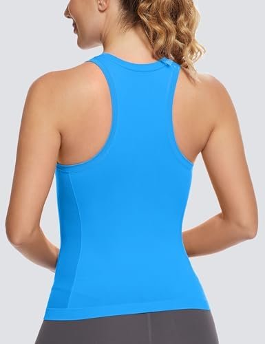 Workout Tops for Women Racerback Tank Tops Seamless Running Tank Tops Muscle Tank