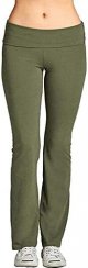 Fold Over Waist Bootcut Yoga Pants for Women Plus Size Tummy Control Stretch Comfy Workout Running Bootleg Flare Pants(Army Green,X-Large)