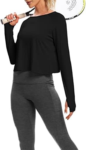 Cute Long Sleeve Workout Running Shirts Athletic Yoga Gym Crop Tops for Women