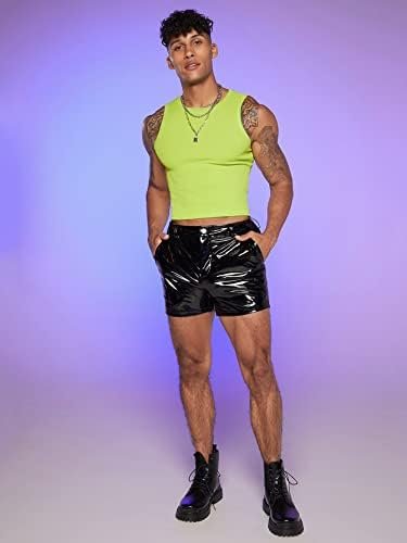 Men's Fashion Workout Neon Crop Tank Top Slim Fit Hot Shirts