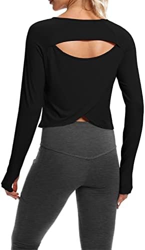 Cute Long Sleeve Workout Running Shirts Athletic Yoga Gym Crop Tops for Women