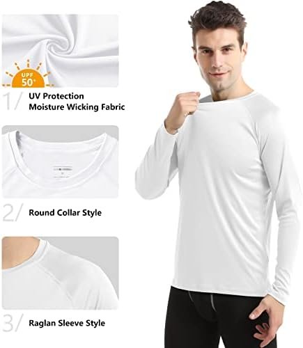 Men's Long Sleeve Shirts Lightweight UPF 50+ Sun Protection SPF Outdoor T-Shirts Fishing Hiking Running Tee Tops