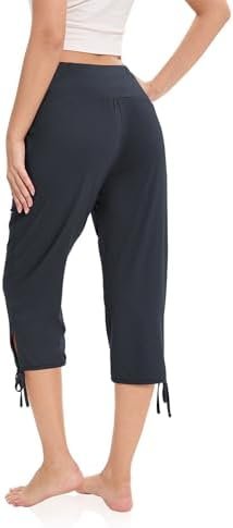 Women's Pajama Bottoms High Waisted Capri Pants Wide Leg Yoga Pants with Pockets Palazzo Pants For Women