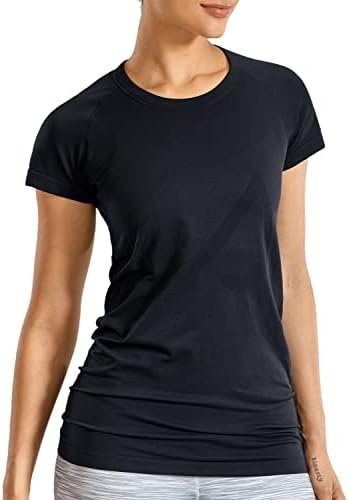 Seamless Workout Shirts for Women Short Sleeve Sports Tees Quick Dry Breathable Gym Athletic Tops