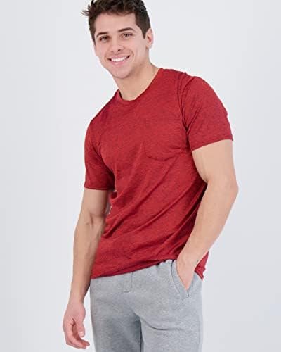 4 Pack: Men's Dry-Fit Short Sleeve Pocket Crew Performance Athletic T-Shirt (Available in Big & Tall)